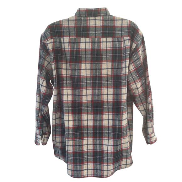 PENDLETON 100% Merino Wool Vintage Button Down Red Blue Plaid Shirt-Men's Large - Picture 4 of 12